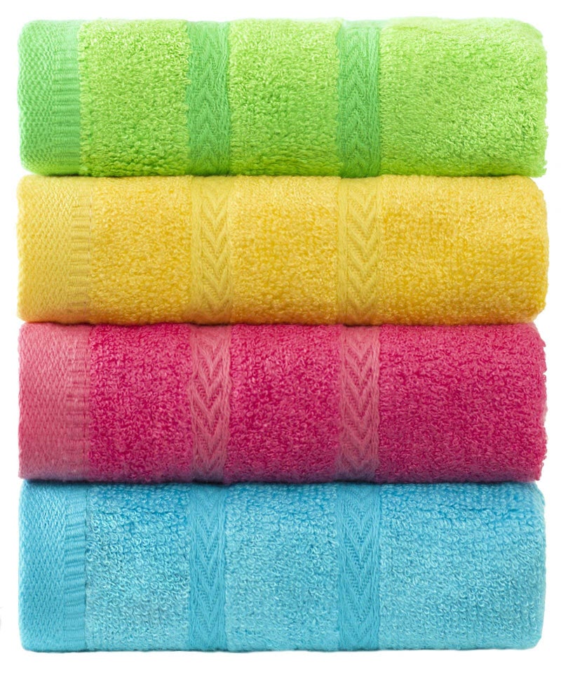 MEMRUI Multicolor Fingertip Towels for Bathroom - Kid's Face Towels, 10 x 18 Inches, 4 Pcs in 4 Colors - Image 1