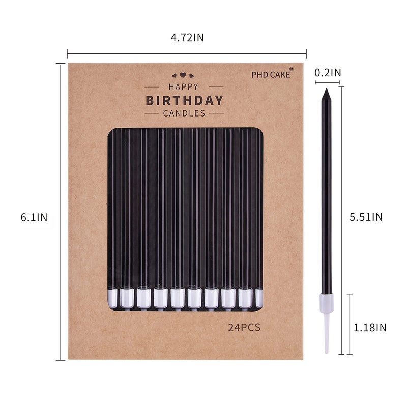 PHD CAKE Black Long Thin Birthday Candles, Cake Candles, Birthday Parties, Wedding Decorations, Party Candles - Image 5