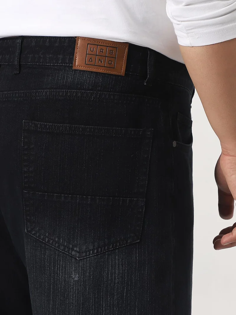Urbano Fashion  Urbano Plus Men's Black Loose Baggy Fit Washed Denim Jeans Non-Stretchable  | Best Price UAE
