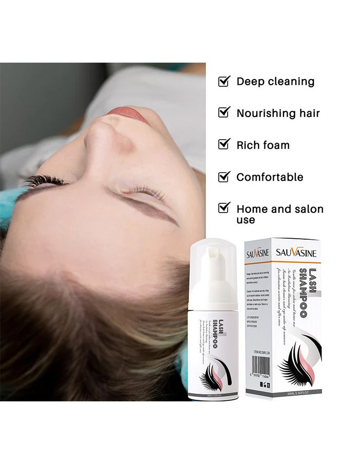 SAUVASINE - Lash Shampoo, Eyelash Extension Cleanser, Lash Extensions Shampoo For Eyelash Care, Calm And Oil Balancing Eyelash Extension Shampoo For Salon And Home Use 30ML - Image 1