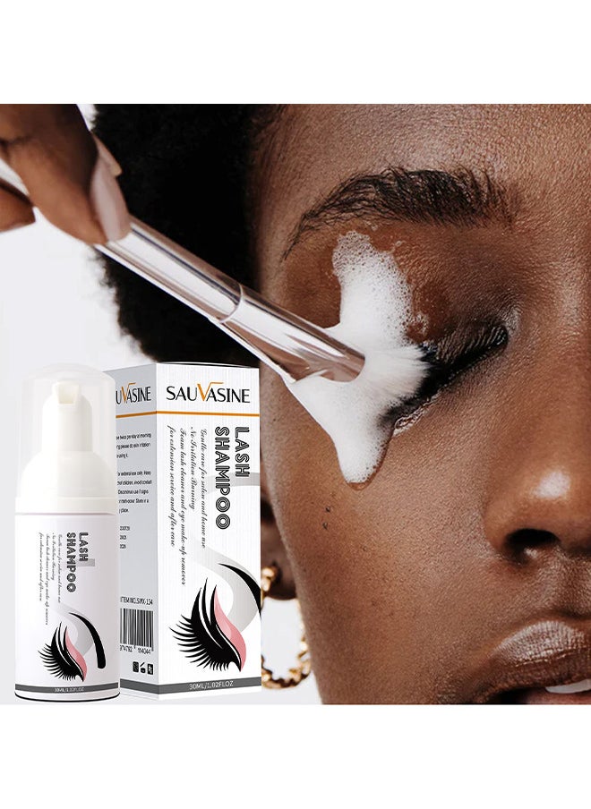 SAUVASINE - Lash Shampoo, Eyelash Extension Cleanser, Lash Extensions Shampoo For Eyelash Care, Calm And Oil Balancing Eyelash Extension Shampoo For Salon And Home Use 30ML - Image 1