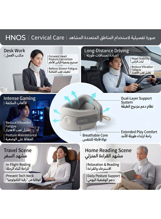 هنوس راحة الفقرات عنق الرحم دعامة دعم الرقبة أبيض   ذوي الياقات الناعمة مريحة لوقت طويل مناسبة للبالغين محيط 46 سم - Image 5