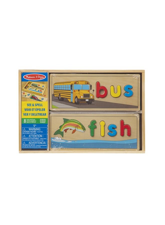 Melissa & Doug See & Spell Wooden Educational Toy With 8 Double-Sided Spelling Boards and 64 Letters - Preschool Learning Activities, See & Spell Learning Toys For Kids Ages 4+ - Image 3