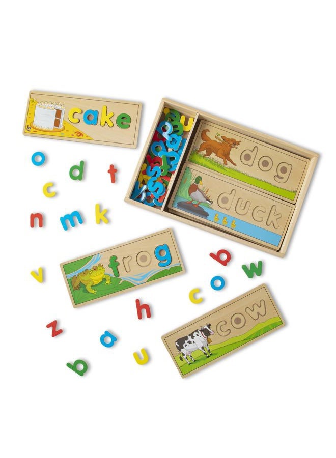 Melissa & Doug See & Spell Wooden Educational Toy With 8 Double-Sided Spelling Boards and 64 Letters - Preschool Learning Activities, See & Spell Learning Toys For Kids Ages 4+ - Image 1