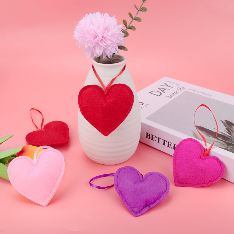 HSONAIGEE 24 Pieces Felt Heart Hanging Ornaments, Valentinesâ€™ Day Felt Baubles Heart Hanging Decorations for Tree Home Wedding Party Decor - Image 2