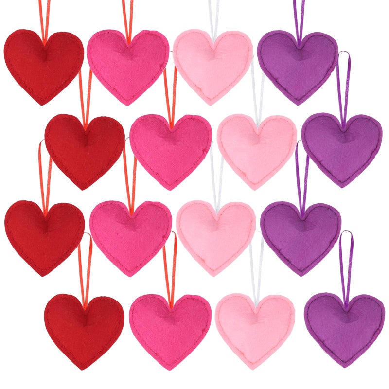 HSONAIGEE 24 Pieces Felt Heart Hanging Ornaments, Valentinesâ€™ Day Felt Baubles Heart Hanging Decorations for Tree Home Wedding Party Decor - Image 1
