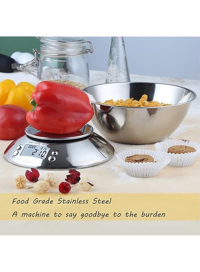 PROMASS Kitchen Scale,Digital Food Scale with Removable Bowl 1.8L ,Stainless Steel Food Scale with Alarm Timer，5Kg/1G (Silver-5KG/1G) - Image 5