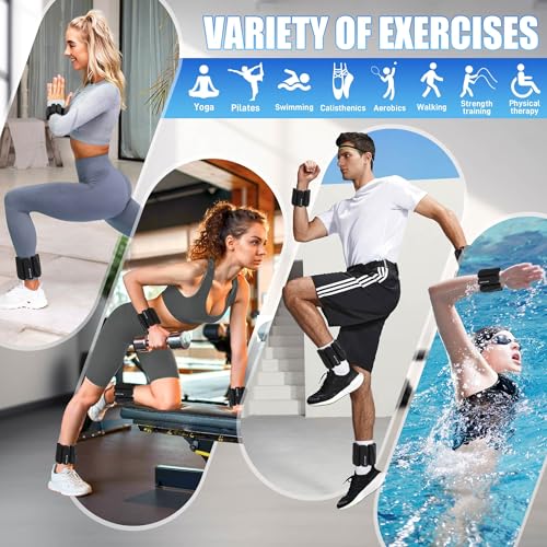 BECOJADDE Ankle Weights for Women Men Adjustable 1LB Wrist Weights Bracelet Set of 2 for Home Gym Weighted Bangles Wristbands Leg Arm Weights for Walking Swimming Running Pilates Yoga Gym Black - Image 3