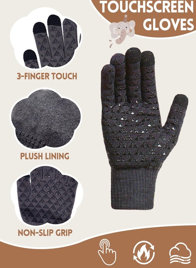 KMOLY Kids Winter Beanie Hat Scarf Gloves Set 4-10Y, Knit Hat With Earmuffs Neck Gaiter Fleece Lined Touchscreen Gloves Boys Girls - Image 4
