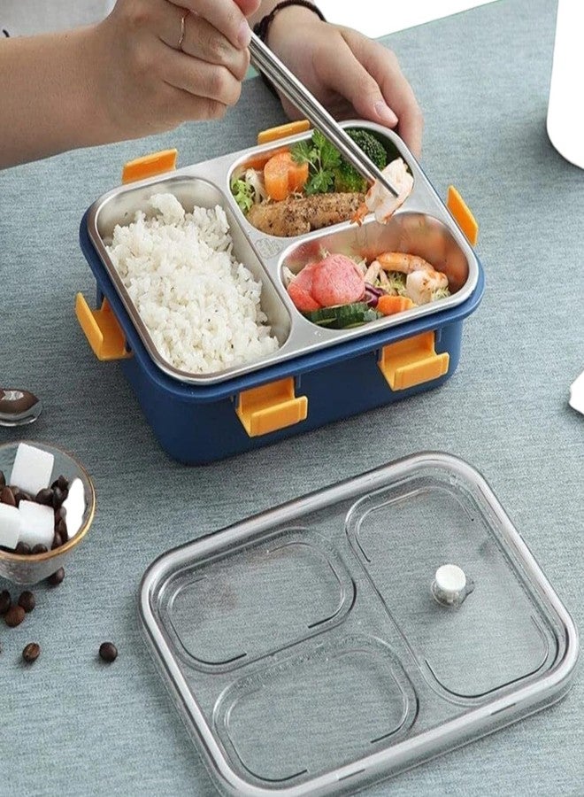Mayatra's Stainless Steel Lunch Box with 3 Compartments, 750mL, Leakproof Bento Box with Spoon, for Kids and Adults - Image 5