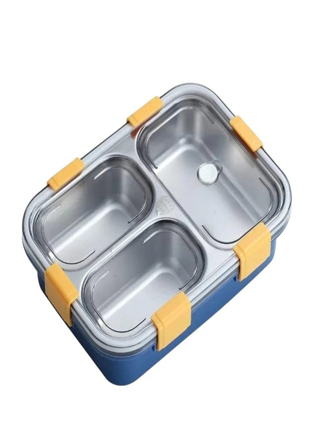 Mayatra's Stainless Steel Lunch Box with 3 Compartments, 750mL, Leakproof Bento Box with Spoon, for Kids and Adults - Image 1