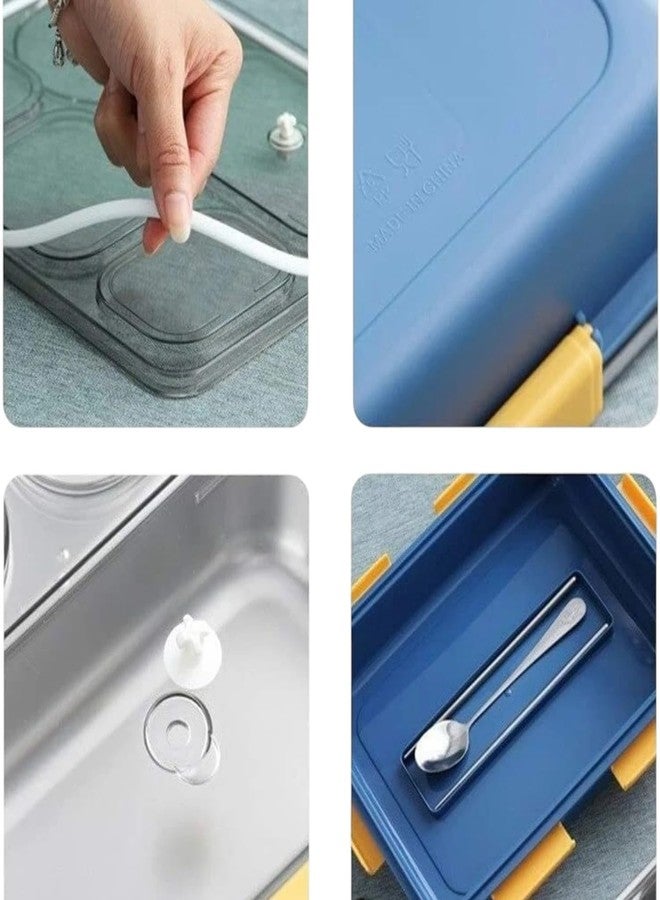 Mayatra's Stainless Steel Lunch Box with 3 Compartments, 750mL, Leakproof Bento Box with Spoon, for Kids and Adults - Image 2