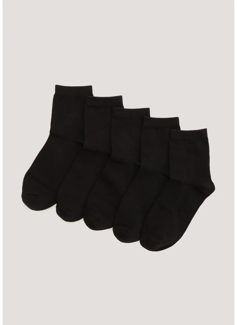 Matalan Kids 5 Pack Black Ankle Socks