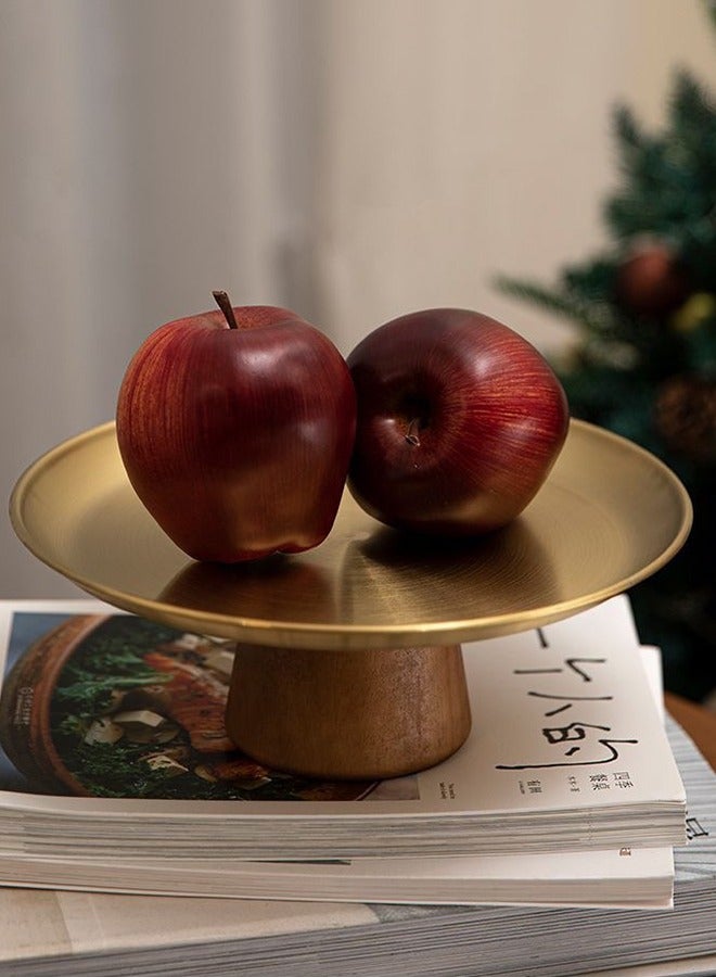 HOOPZOZA Large Stainless steel party plate Stainless Steel Cupcake Stand Home decoration tray Dessert Stand Fruit Tray Pastry Serving Tray Plate Dessert Display Service Stand for Anniversary Birthday Party durable and easy to clean with a beautiful solid wood base 23×8cm - Image 3