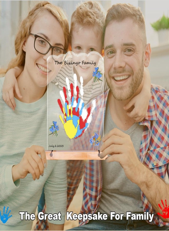 Bixinyo Family Handprint Kit with Light, Baby Hand and Footprint Kit, Family Gifts for New Parents, Christmas, Adoption, Baby Shower New Mom Gifts, Wooden Craft Keepsake (Nature) - Image 2