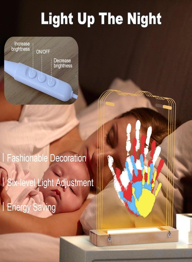 Bixinyo Family Handprint Kit with Light, Baby Hand and Footprint Kit, Family Gifts for New Parents, Christmas, Adoption, Baby Shower New Mom Gifts, Wooden Craft Keepsake (Nature) - Image 3