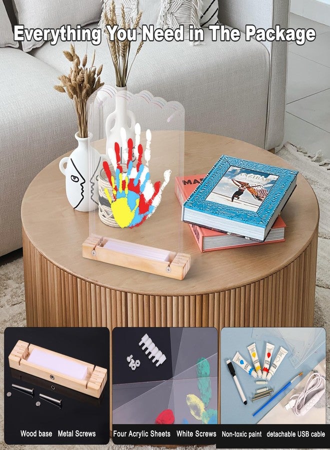 Bixinyo Family Handprint Kit with Light, Baby Hand and Footprint Kit, Family Gifts for New Parents, Christmas, Adoption, Baby Shower New Mom Gifts, Wooden Craft Keepsake (Nature) - Image 5