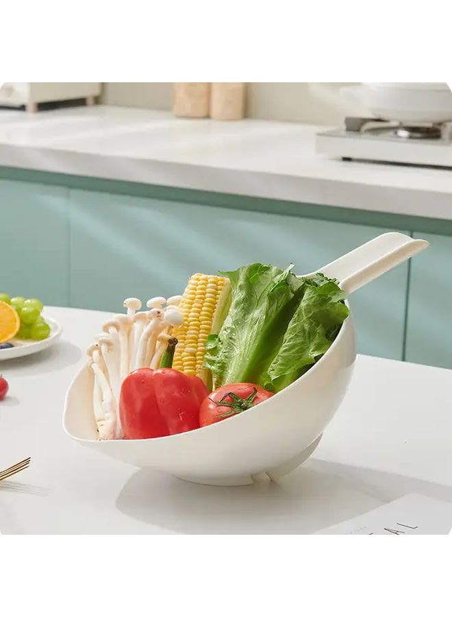 White Japanese Style Rice Washing Bowl Strainer For Vegetables Pasta Kitchen Gadget - Image 2