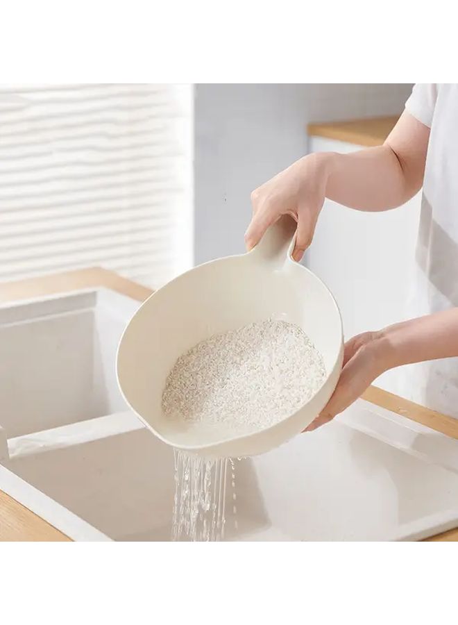 White Japanese Style Rice Washing Bowl Strainer For Vegetables Pasta Kitchen Gadget - Image 5