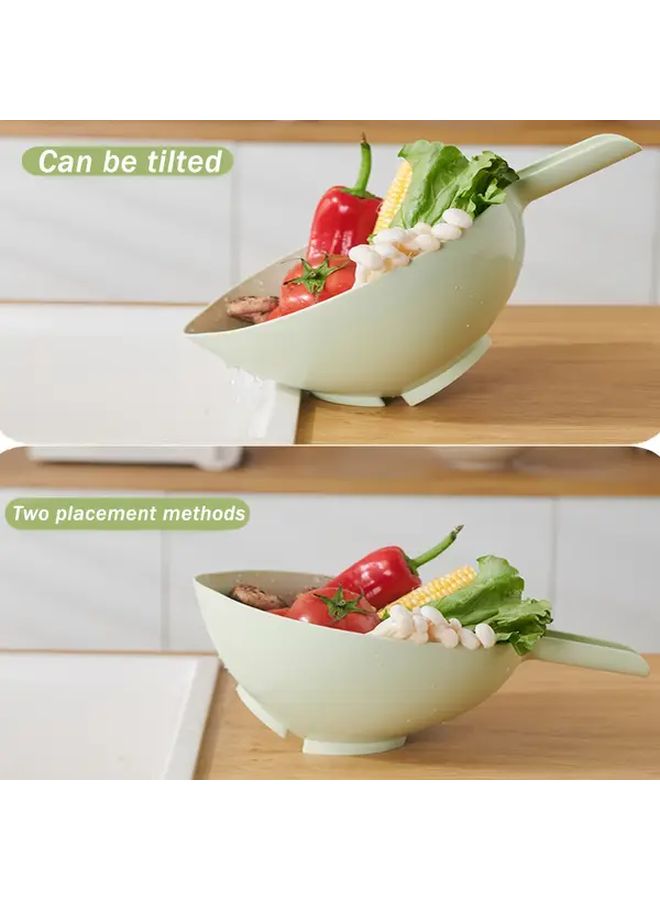 White Japanese Style Rice Washing Bowl Strainer For Vegetables Pasta Kitchen Gadget - Image 3
