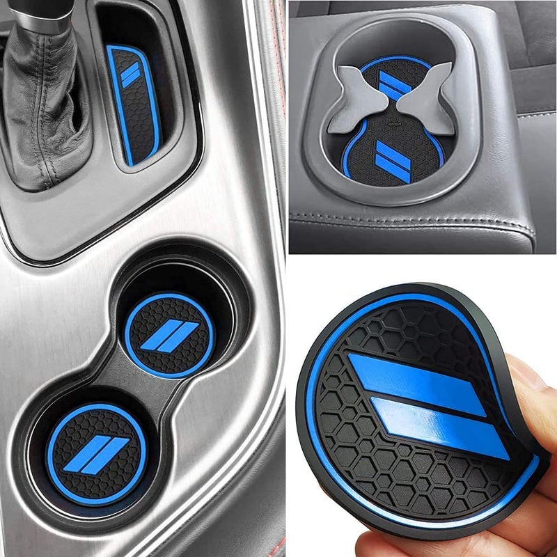 Auprite Anti Dust Mats for Dodge Challenger Accessories 2015 2016 2017 2018 2019 2020 2021 2022 2023Custom Fits Cup Holder Liners Mats Door Pocket Center Console Liners 11pcskit Blue - Image 3