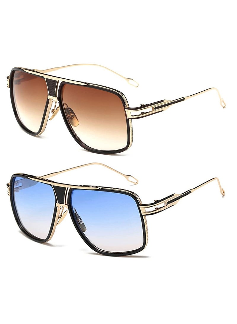 SYOSI Rectangular Polarized Sunglasses for Men Women, Fashion Metal Frame Pilot Driver Sun Glasses, Driving UV 400 Protection for Sport Outdoor Hiking Golf Cycling Fishing Eyewear (2 PACK)  - Image 1