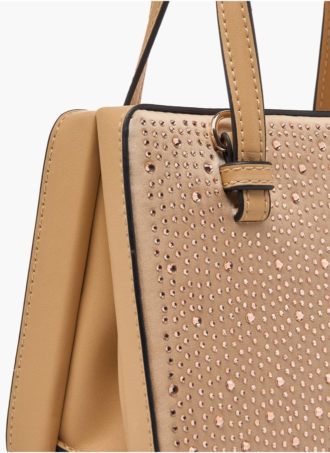 Celeste Women Embellished Tote Bag with Adjustable Strap and Magnetic Closure  - Image 5