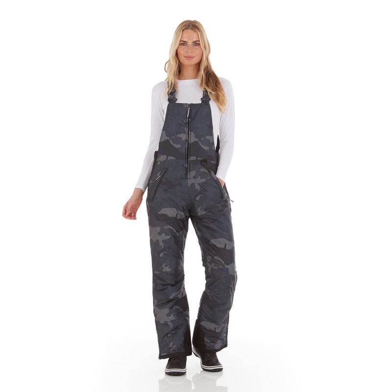 Arctic Quest Womens Ski Snow Bibs Pants Insulated Water Resistant Overalls Snowboarding Winter Waterproof Pants Women, Black Camo, X-Large - Image 1