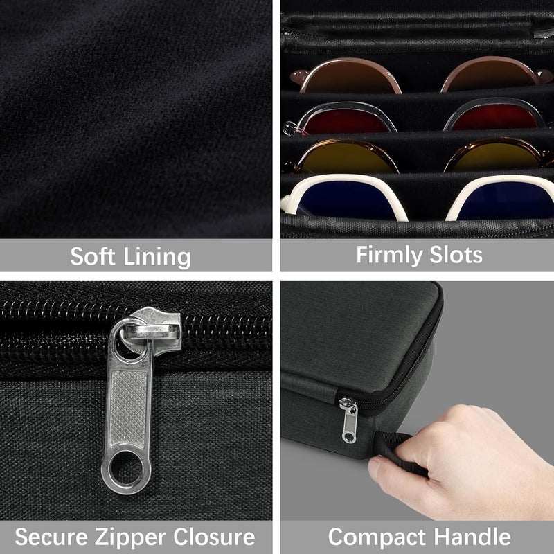 Bukere Travel Sunglasses Organizer Case, Adjustable Slot For Multiple Pairs, Portable Eyeglasses Storage Box for Men Women - Image 3