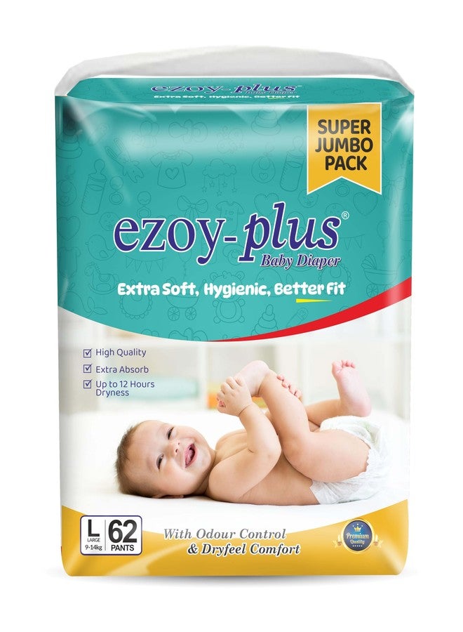 Ezoyplus Extra Soft Baby Diaper Large Size Super jumbo Pack | Comfortable Fit & Leak Protection (L, 62, count) - Image 1