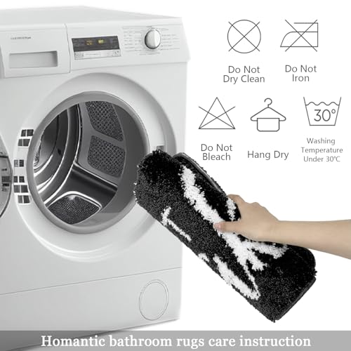 Homantic Get Naked Bathroom Rugs - Funny Bath Mats for Bathroom Non Slip Floor Decor Water Absorbent Bath Rugs for Sink Bathtub and Shower Black and White 20" x 32" - Image 5