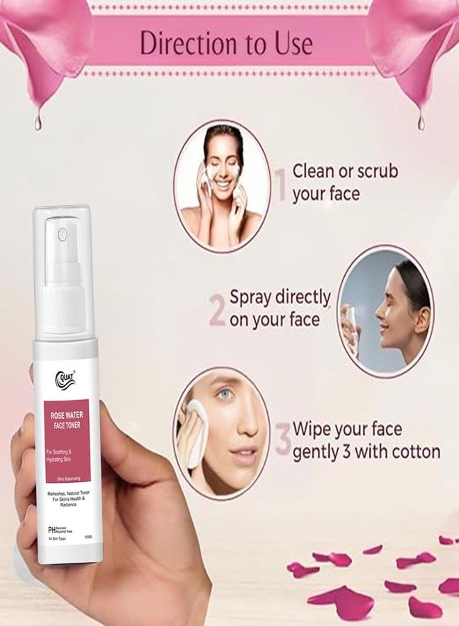 Quat Rose Water face Toner | For Soothing & Hydrating Skin | Skin Balancing | All Skin Types | 100 ml - Image 4