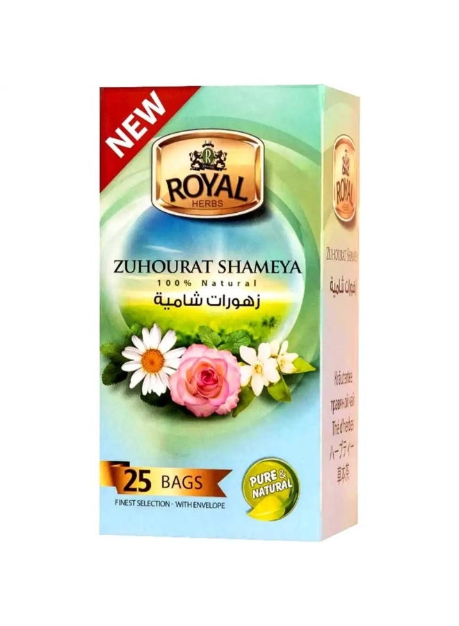 Royal Herbs Zuhourat Shameya Natural Herbal Tea - 25 Tea Bags