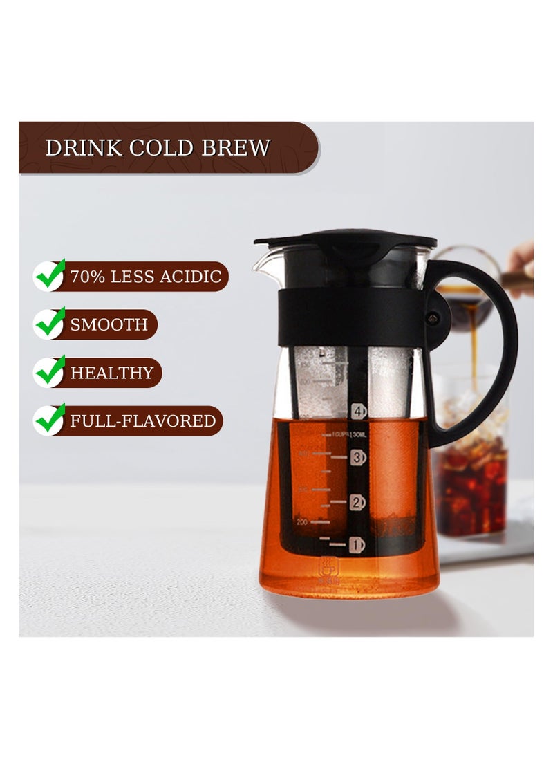 SYOSI - Cold Brew Coffee Maker, Tea Infuser with Spout, Excellent Glass Cups with Removable Nylon Filter Screen, Drink & Beverage Dispenser Jar, Iced Coffee Maker & Tea Brewer Gifts for Women Man - 650ml - Image 1