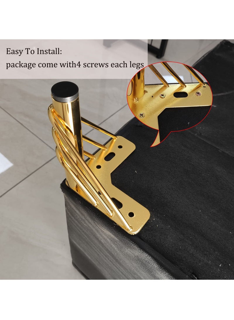 Furniture Legs, 6 inch Heavy Duty Metal Table Legs with Screws,  for Coffee Table, Dining Cabinet and Sofa (Retro Design, Gold)  - Image 5