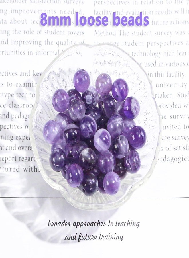 Clearain 8mm Natural Amethyst Gemstone Round Loose Beads for Jewelry Making DIY Bracelets Necklace (45-48pcs/strand) - Image 3