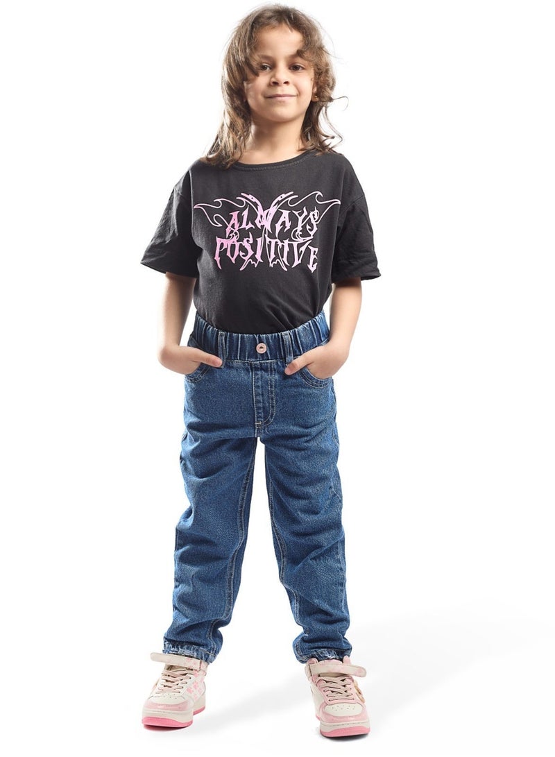 EGY WEAR Girls' Medium  Blue  Boyfriend Jeans - Image 1