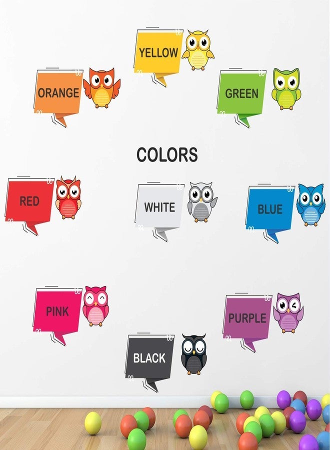 Byte Shop 'Colours - Names - Cute - Birds - Baby - Kids - Learning - Education - Nursery - Pre School - Kinder Garden Creative - Colorful - Wall Sticker' - (Multi Colour, Vinyl - 115cm X 85 cm) - Image 1