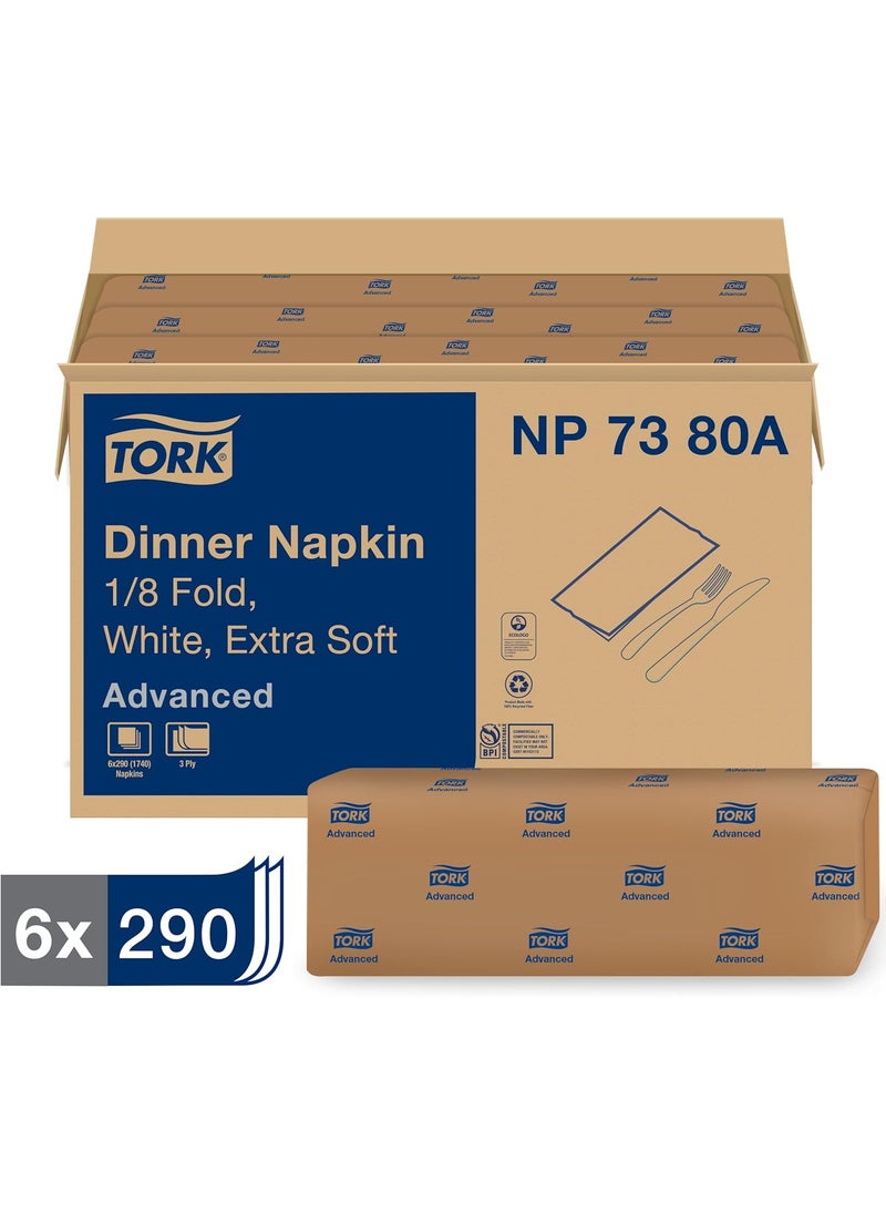 Tork Tork Extra Soft White Dinner Napkin 18 Fold 3ply 17 x 161 6 x 290 napkins NP7380A  - Image 2