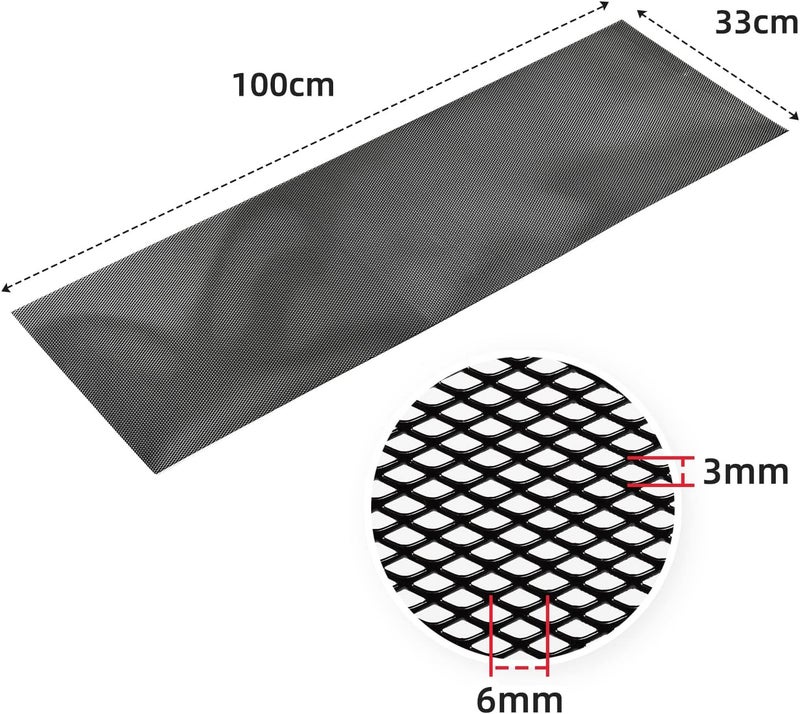 AggAuto Universal 40"x13" Car Grill Mesh - 100x33cm Aluminum Alloy Automotive Grille Insert Bumper 3x6mm Rhombic Hole, One of the Most Multifunctional Shape Grids Black - Image 4
