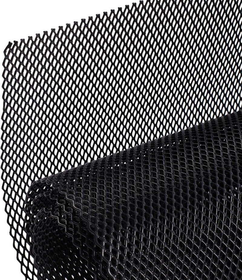 AggAuto Universal 40"x13" Car Grill Mesh - 100x33cm Aluminum Alloy Automotive Grille Insert Bumper 3x6mm Rhombic Hole, One of the Most Multifunctional Shape Grids Black - Image 1