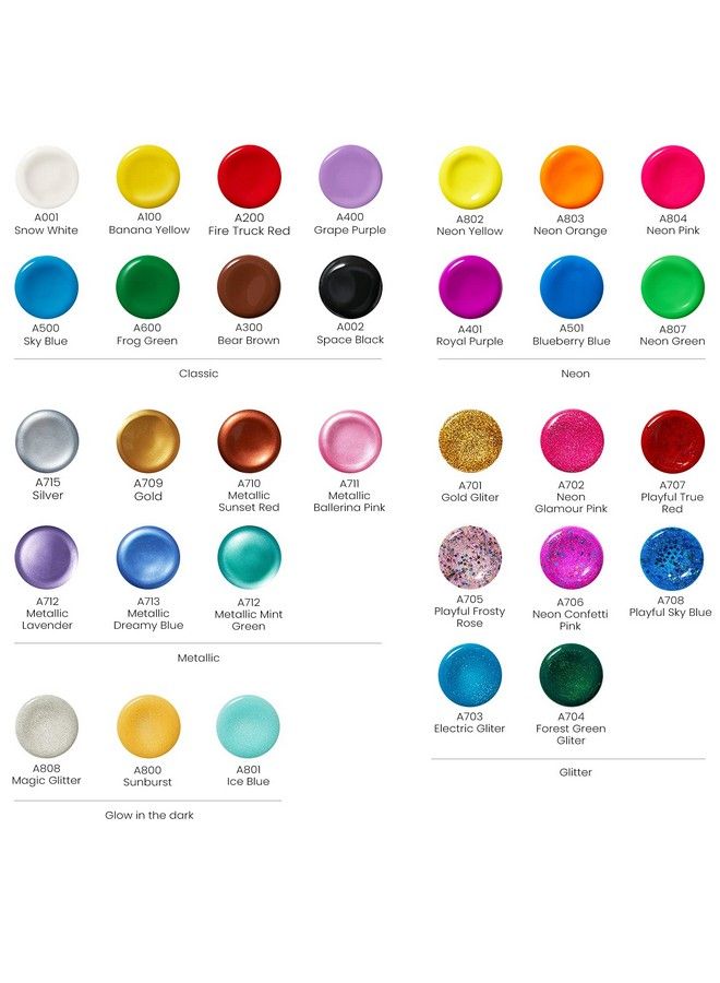 ARTEZA Tempera Washable Paint For Kids Set Of 32 2.03Oz/60Ml Bottles Poster Paint For Halloween Pumpkin Painting Craft Projects Sponge Painting & Finger Painting Includes Neon Glitter & Glowinthedark - Image 3