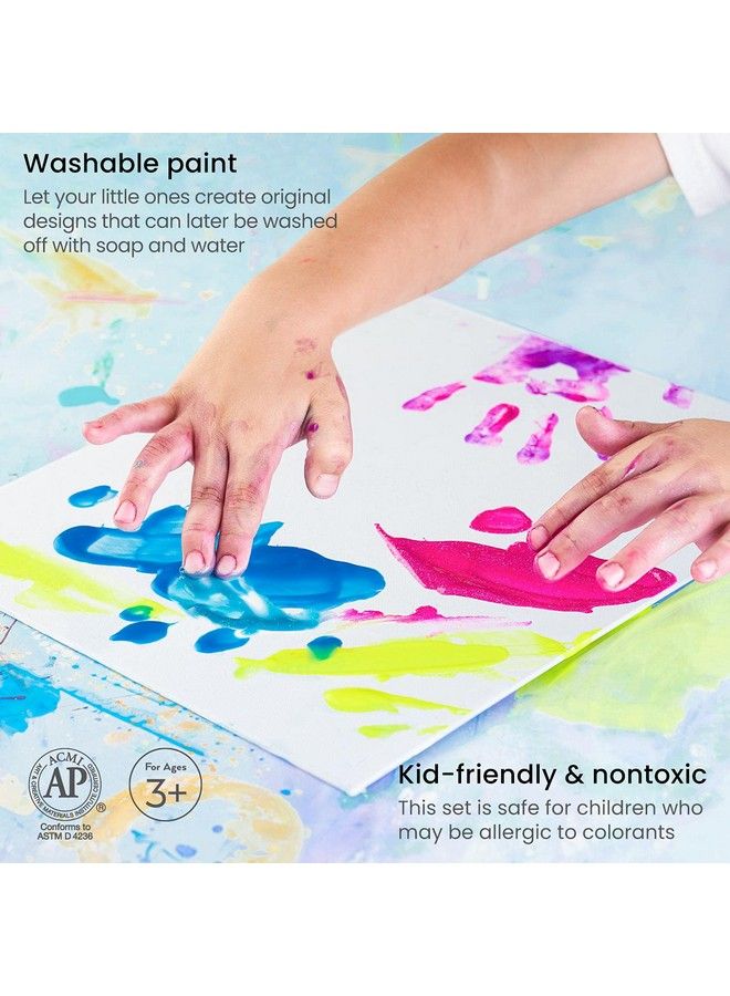 ARTEZA Tempera Washable Paint For Kids Set Of 32 2.03Oz/60Ml Bottles Poster Paint For Halloween Pumpkin Painting Craft Projects Sponge Painting & Finger Painting Includes Neon Glitter & Glowinthedark - Image 5