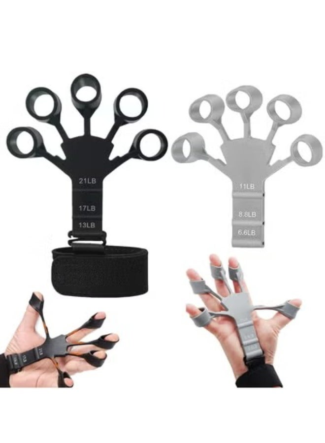 2-Pack Finger Strengthener & Hand Grip Training Set with 6 Resistance Levels for Fingers, Wrists, Forearms - Image 1
