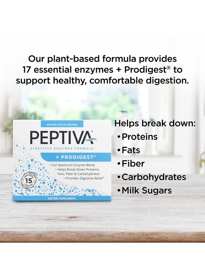 Peptiva Digestive Enzyme Supplement + ProDigest - Helps with Bloating, Gas, Constipation - 15 Count - Image 1