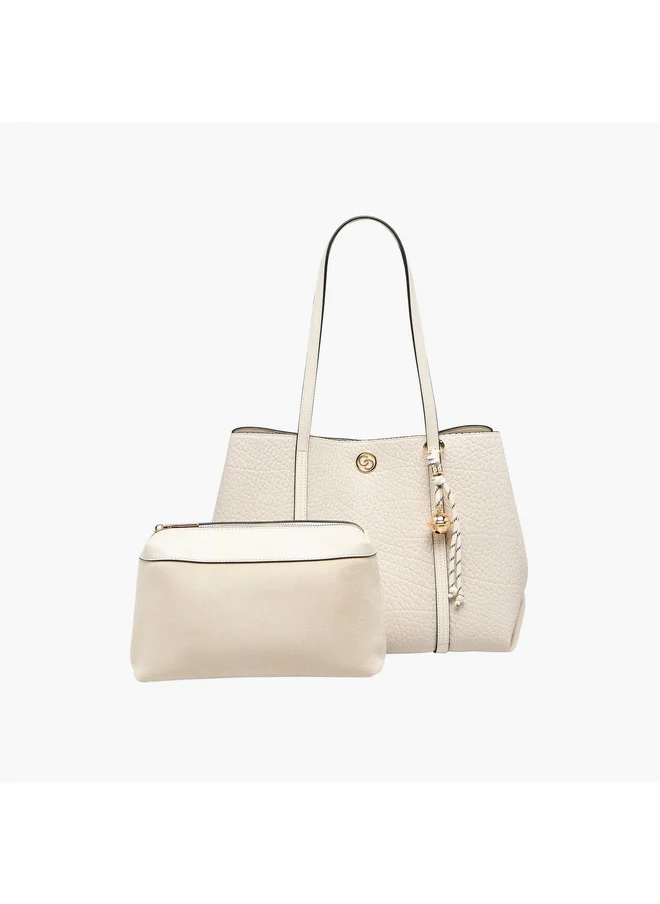 سيليست Women Textured Tote Bag with Pouch and Zip Closure