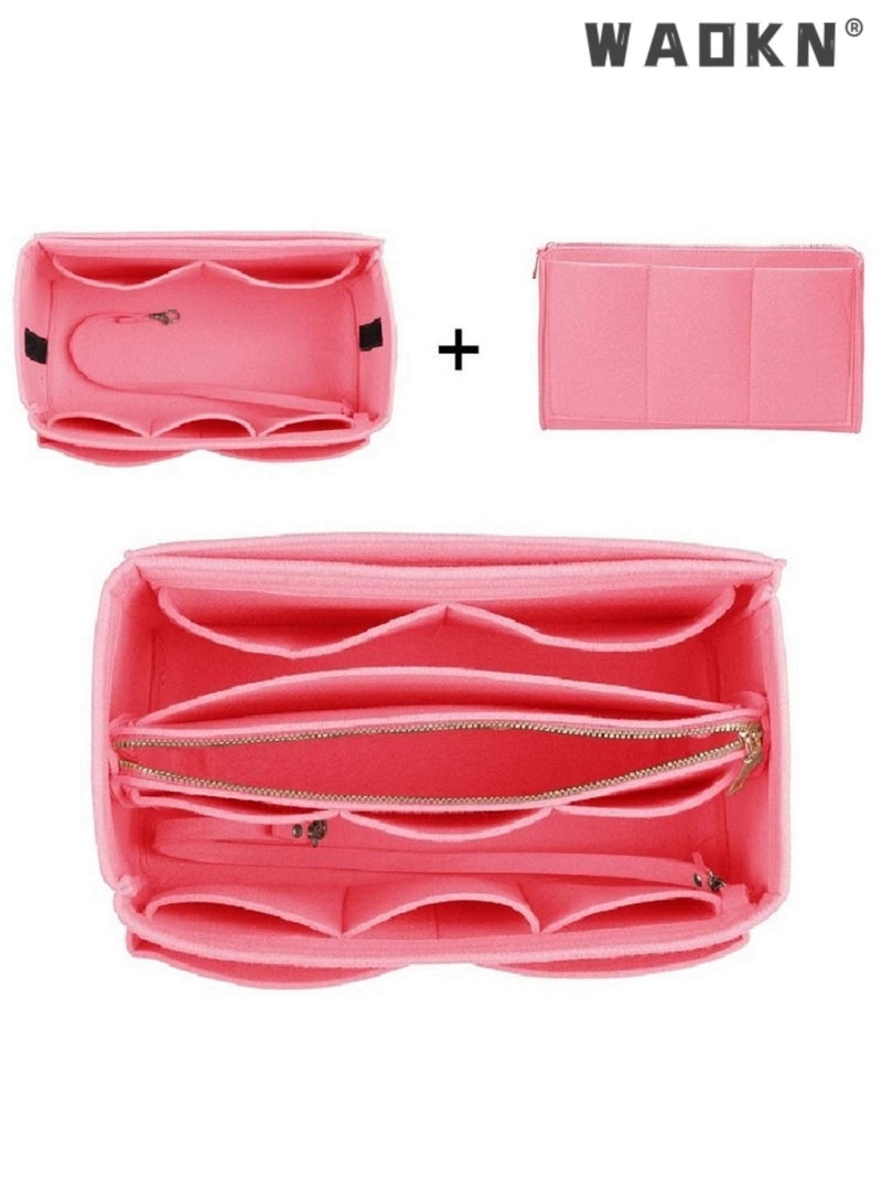 WAOKN Purse Organizer Bag, Purse Organizer Insert for Handbags, Gold Fortune Purse Bag Organizer Insert Handbags for women's Closet with Zipper, Multi-Functional Large Capacity Handbags(Pink) - Image 5