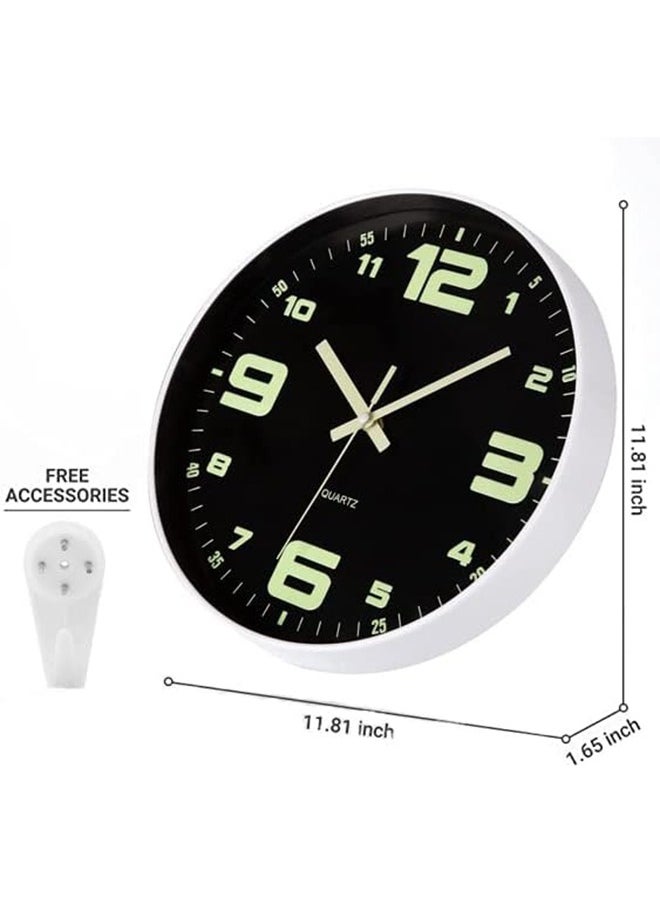 Arabest 12inch Luminous Clocks Battery-Operated Silent Glow in The Dark wall Clock for Office Kitchen Bedroom Living Room Decor (Luminous)  - Image 2