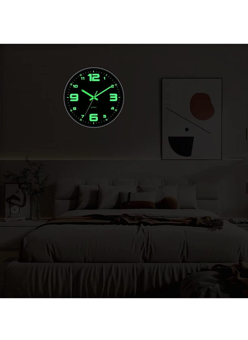 Arabest 12inch Luminous Clocks Battery-Operated Silent Glow in The Dark wall Clock for Office Kitchen Bedroom Living Room Decor (Luminous)  - Image 4