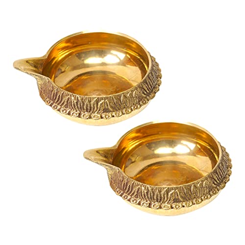 Dokchan Brass Kuber Diyas Oil Lamps for Puja Room Decoration and Diwali Festival (Size 1.5 Inch | Pack 02) - Image 1